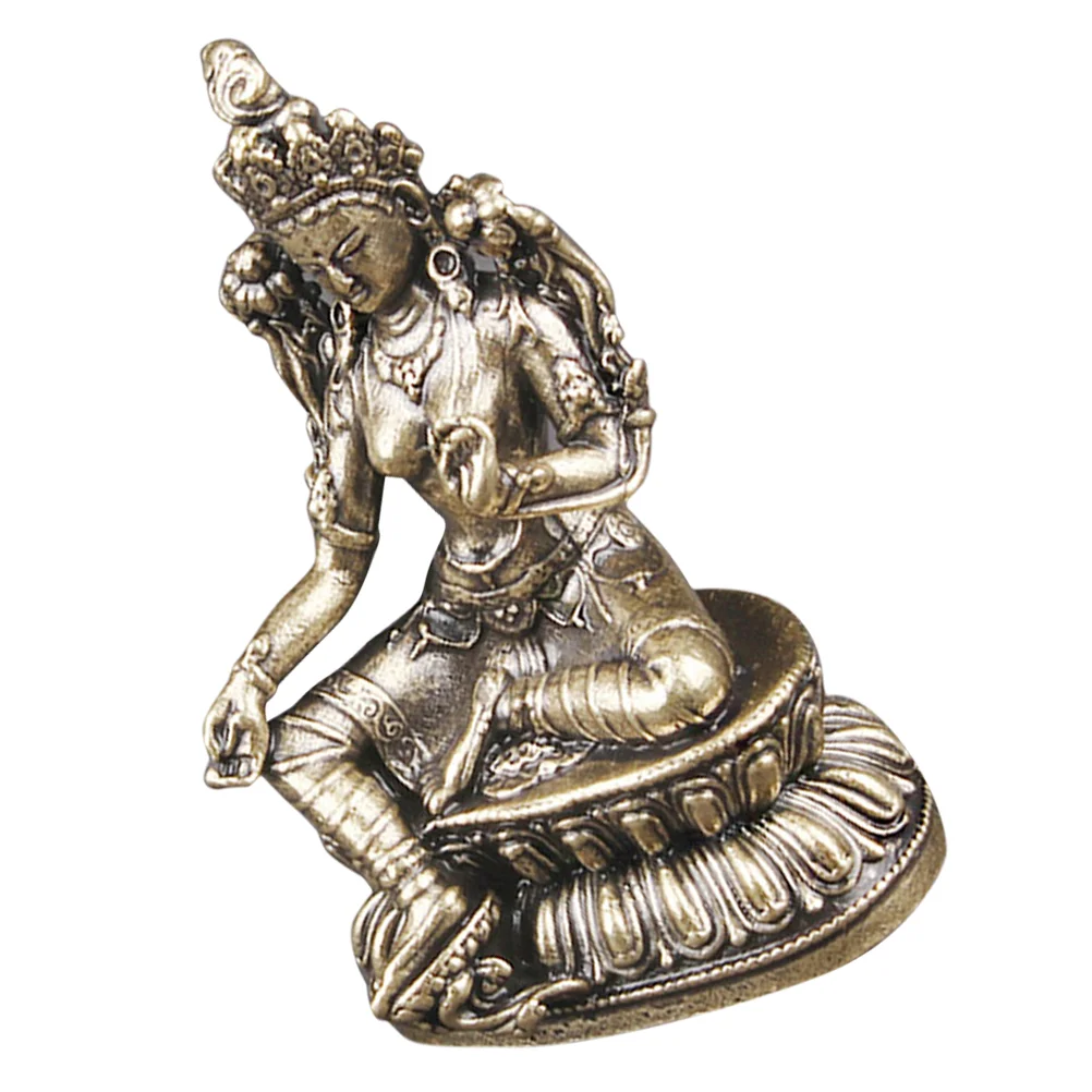 

Buddha Statue Ornament Indoor Desktop Decor Brass Craft Sculpture Household GreenTara Figurine