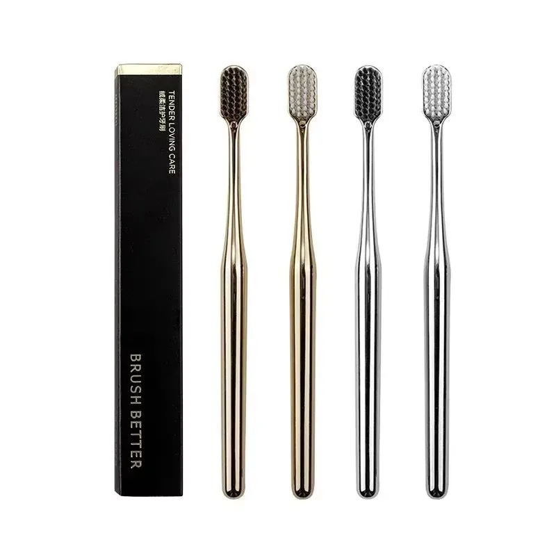

1-4pcs Senior Soft Toothbrush Men Women Adult Tooth Brush Gold Silver Dental Brushes Elegance Gentle Toothbrushes