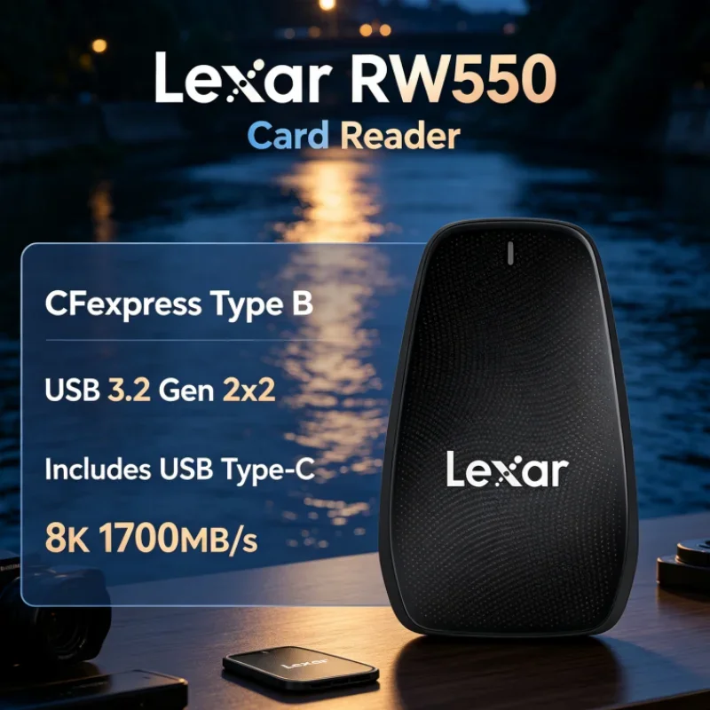 Lexar RW550 USB 3.2 Gen 2x2 USB Type-C CFexpress Type B Reader 8K 20Gbps Card Reader for 8K Video Transfer