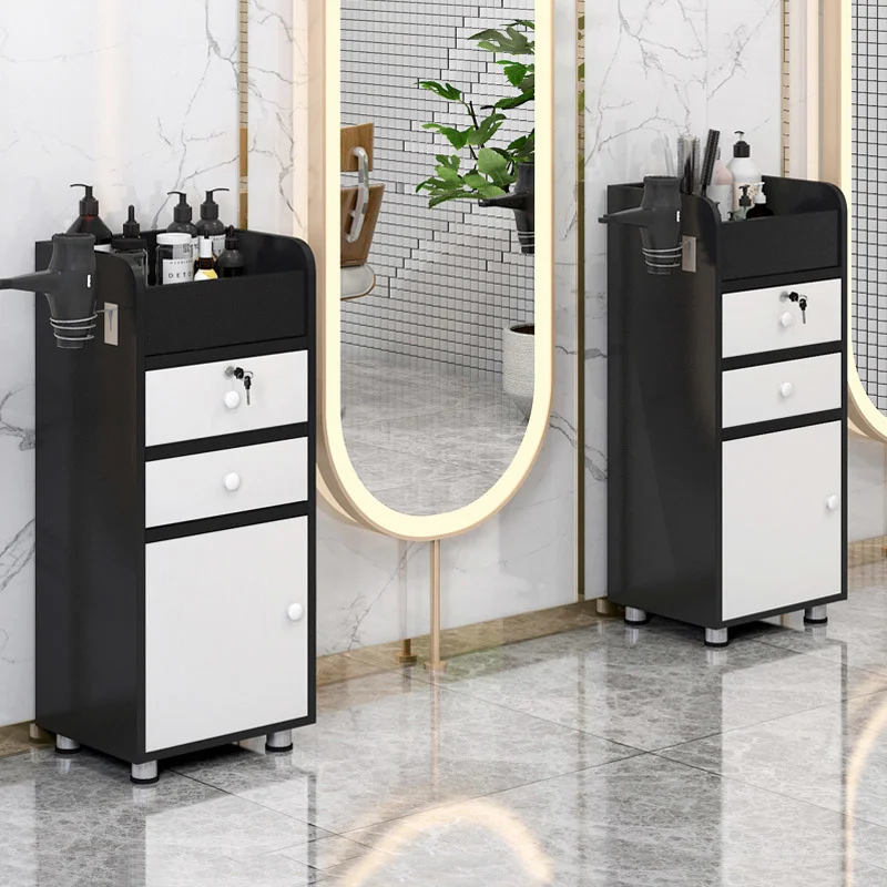 

Beauty Salon Tool Cabinet Rolling Cart with Drawer Special Hair Dryer Storage Rack for Barbershop Home Organization