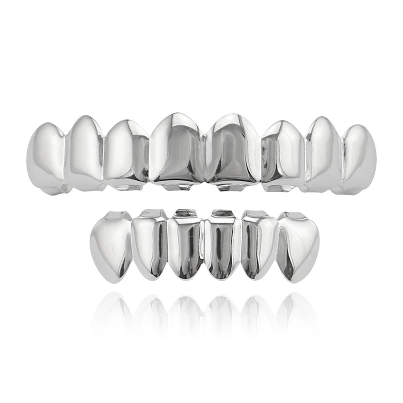 New Hip Hop Teeth Set Top Bottom Mouth Teeth Grills Fashion Removable  Grills Jewelry