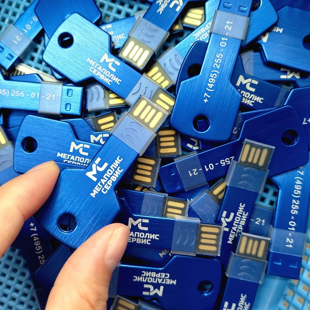 50pcs/lot Custom Logo USB Flash Drive Metal Key Pendrive 32g 16g Waterproof Pen Drive USB2.0 Memory Stick USB Flash Custom Logo