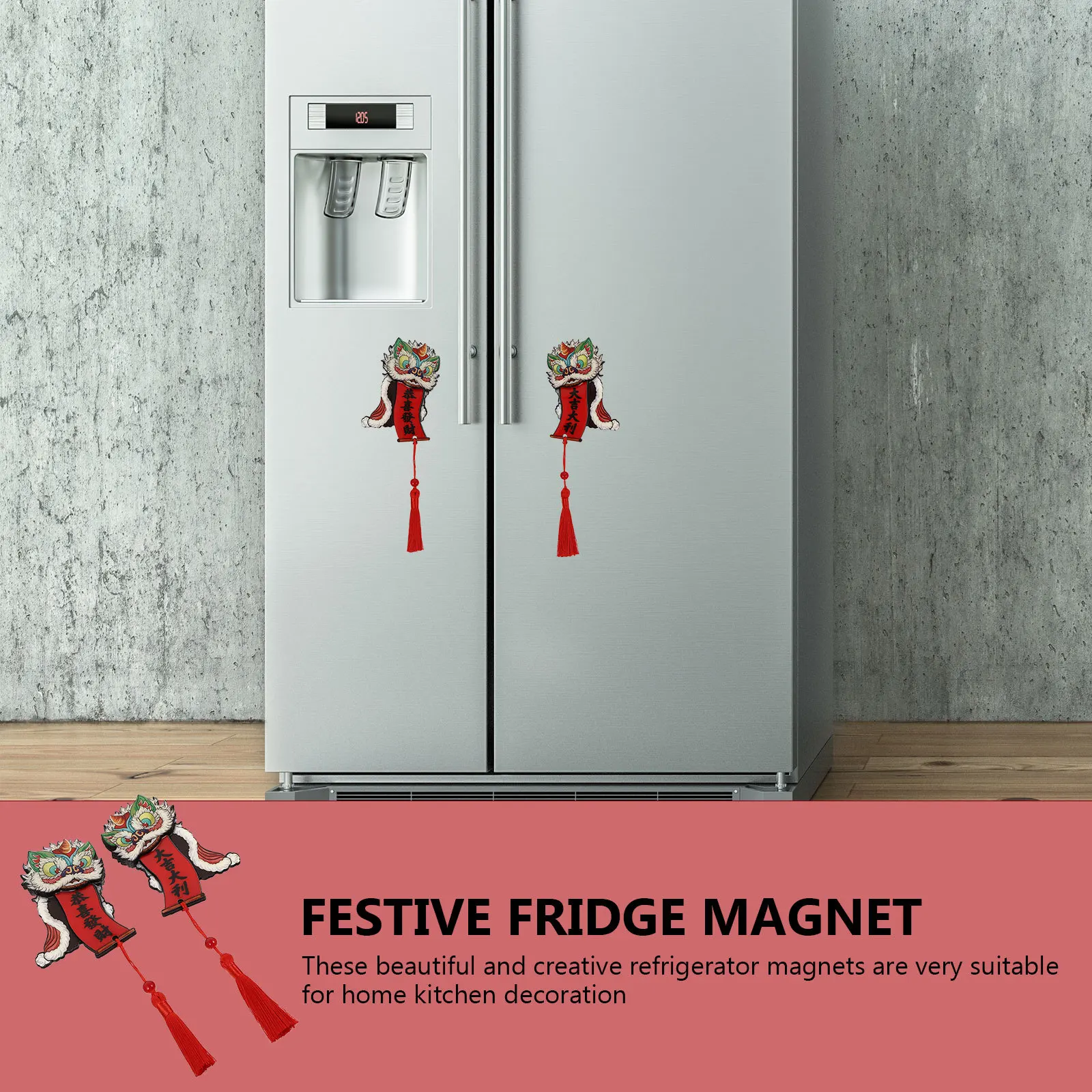 

1Pair Spring Festival Fridge Magnet Unique Magnetic Decor for Home Kitchen Office Eye-Catching Environmental Friendly