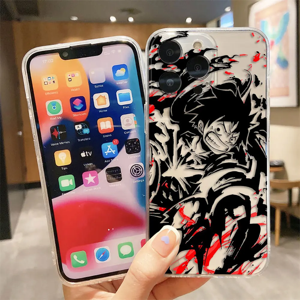 Comics O-One Piece Luffy Zoro ACE Clear Phone Case For iPhone Apple 17 AIR 17E 16E 16 15 14 Plus 12 13 11 XR Pro Max Case Cover