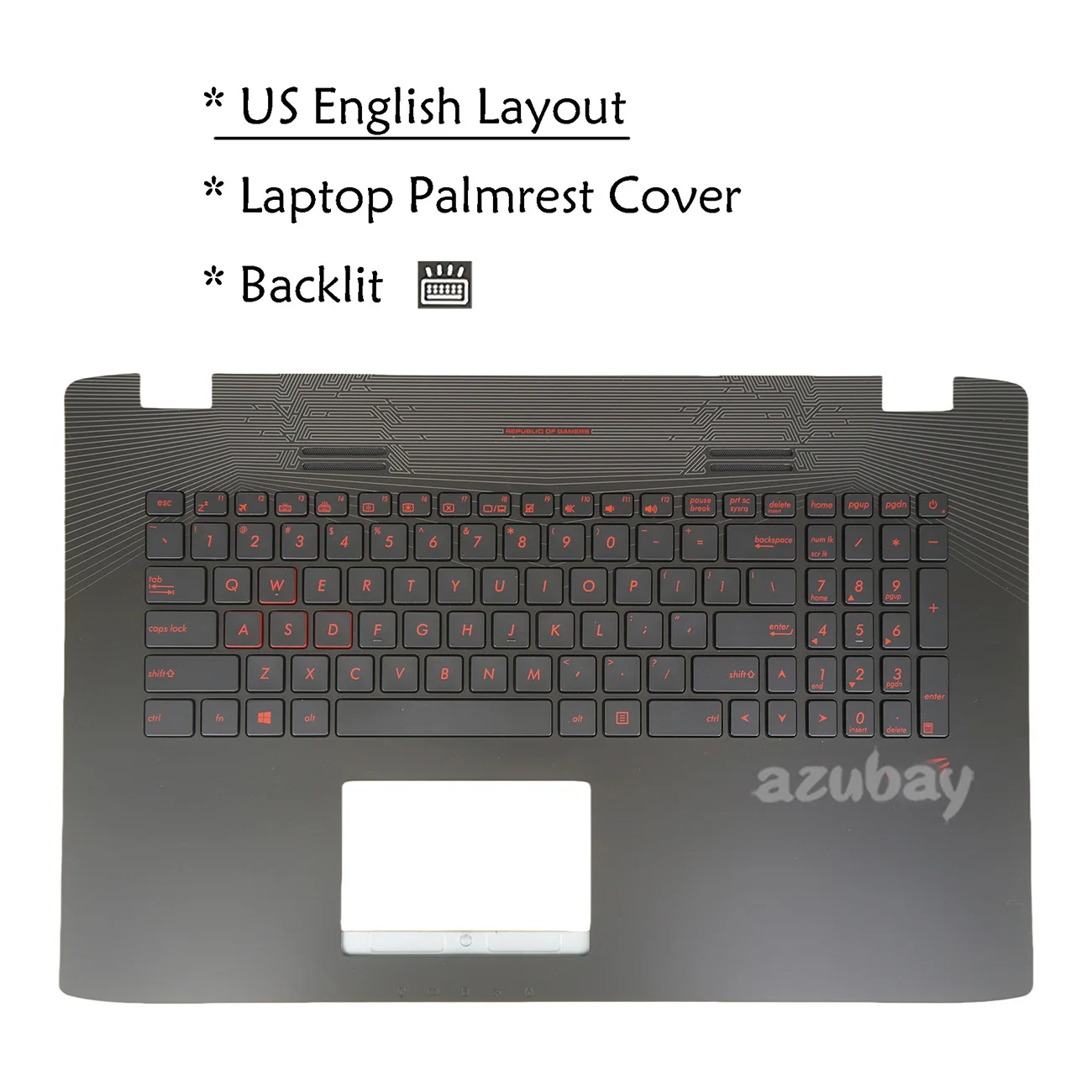 Backlit Keyboard Palmrest Case Top Cover For ASUS GL752V GL752VW GL752VL GL742V GL742VW ZX70VW Red Font US English