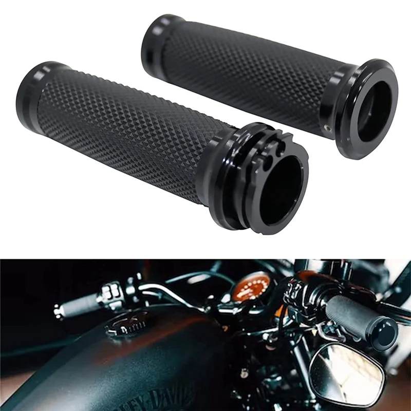 Universal 1In 25Mm Hand Grips Motorcycle Handle Bar Handlebar for Harley Touring Sportster 883 1200 XR for Suzuki Black
