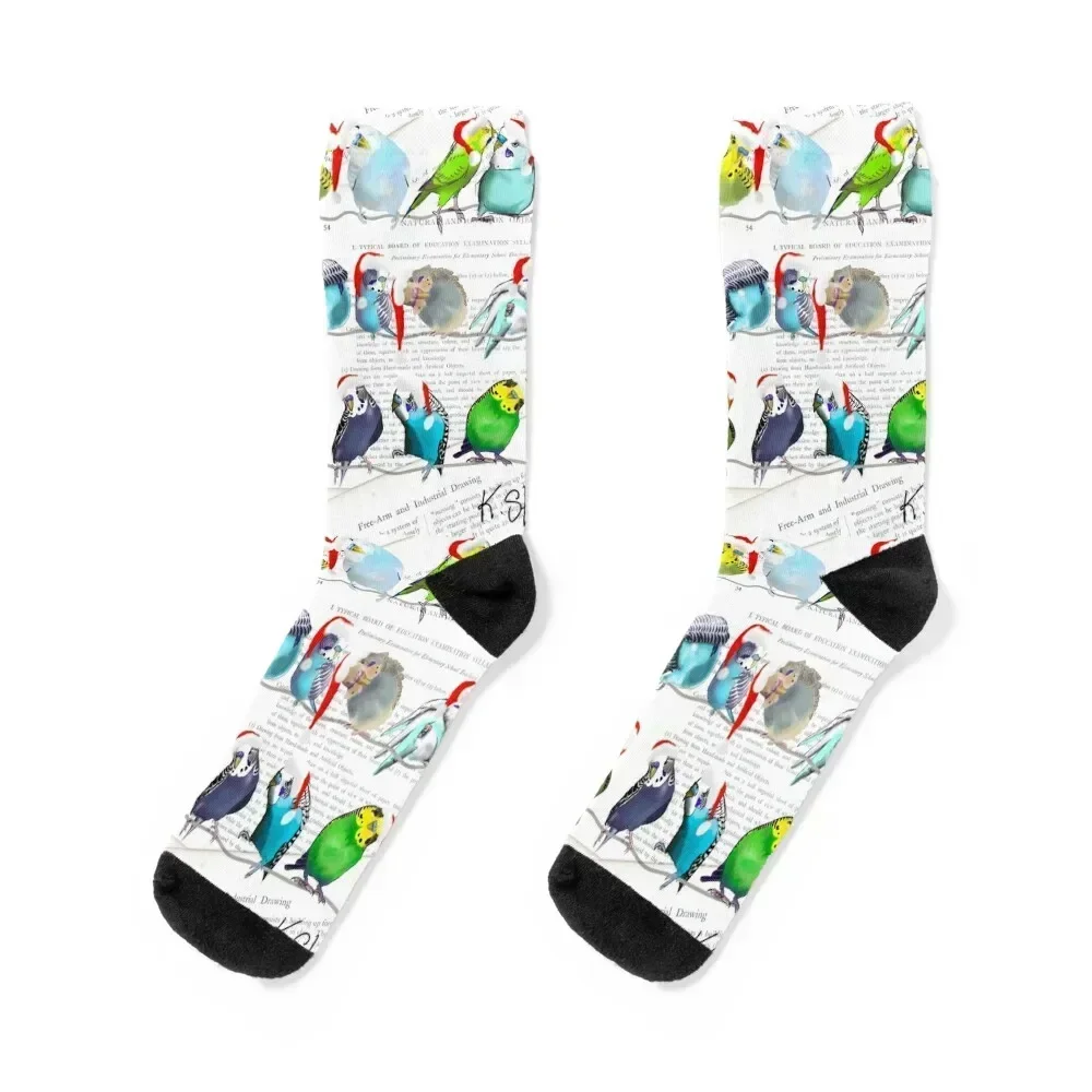 

Budgie flock @ Christmas Socks japanese fashion golf Thermal man winter Socks Male Women's