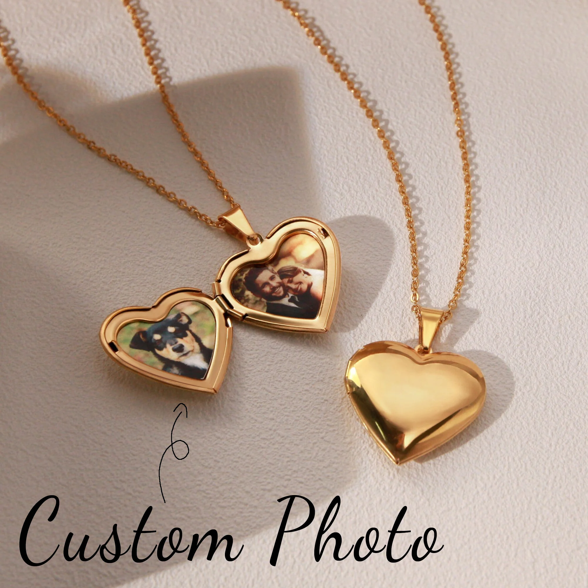Custom 1/2 Photo Heart Locket Pendant Necklace Personalized Picture Women Fashion Necklace Personalized Birthday Souvenir Gifts