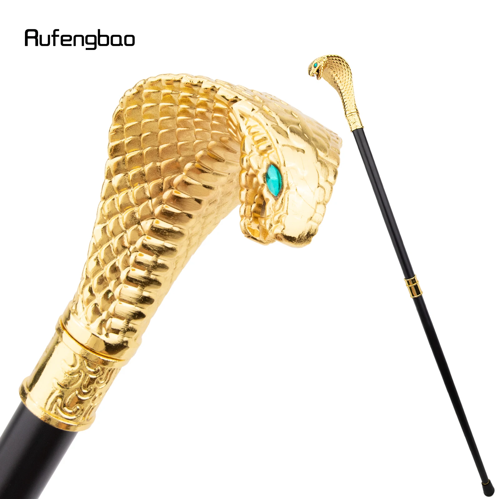 Bastón dorado de lujo con mango de serpiente Cobra, bastón para caminar a la moda, perilla de crosier elegante, bastón para caminar de 94cm para actuación en escenario