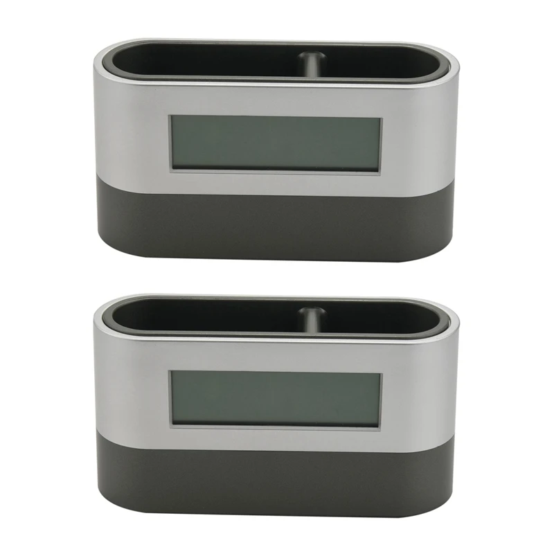 

2X Pen Holder Tools Name Card Container With Digital Alarm Clock Timer Calendar Temperature Thermometer