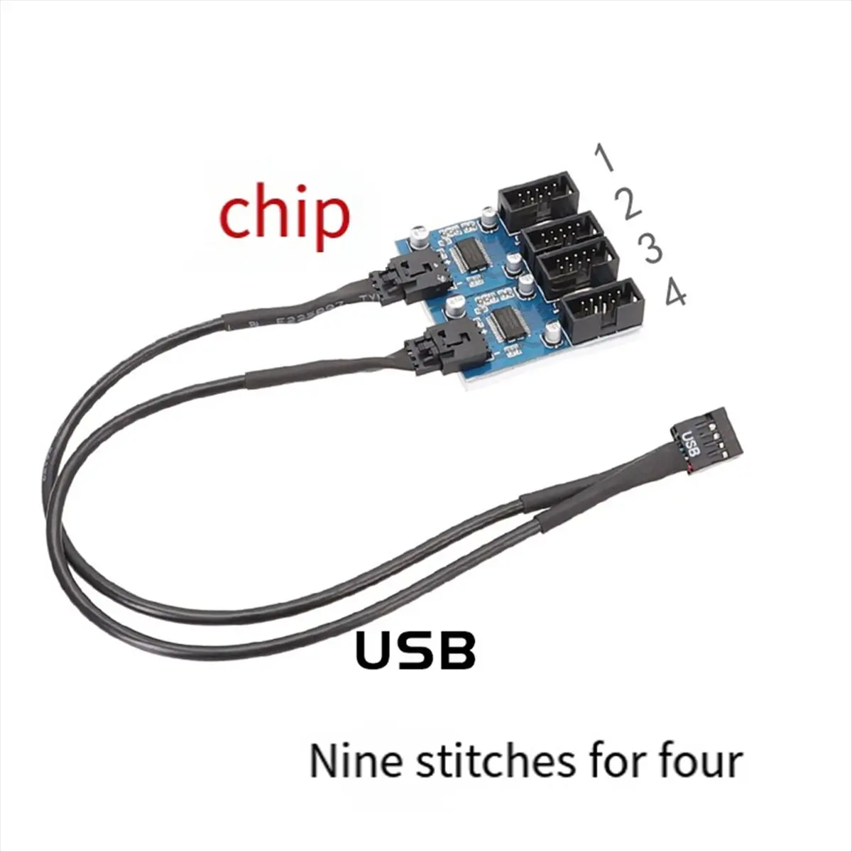 ABDQ-Motherboard 9Pin USB2.0 Extension Cable 9PIN to Dual 9PIN with Chip Support Multi-Interface Shared Extension Cable