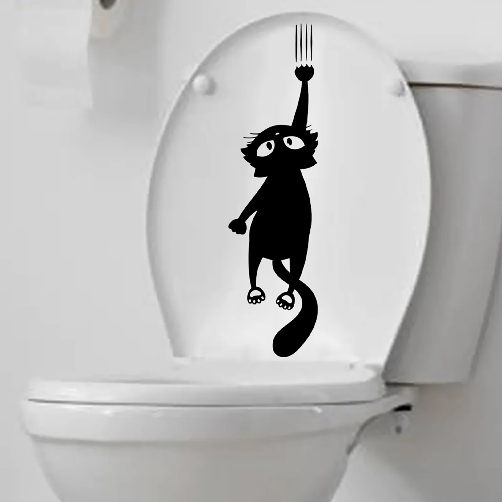 Calcomanías de pared para habitación, calcomanías divertidas de gato rascador para baño y inodoro, Agujero 3d, arte Mural de animales, decoración del hogar, refrigerador, T192 #