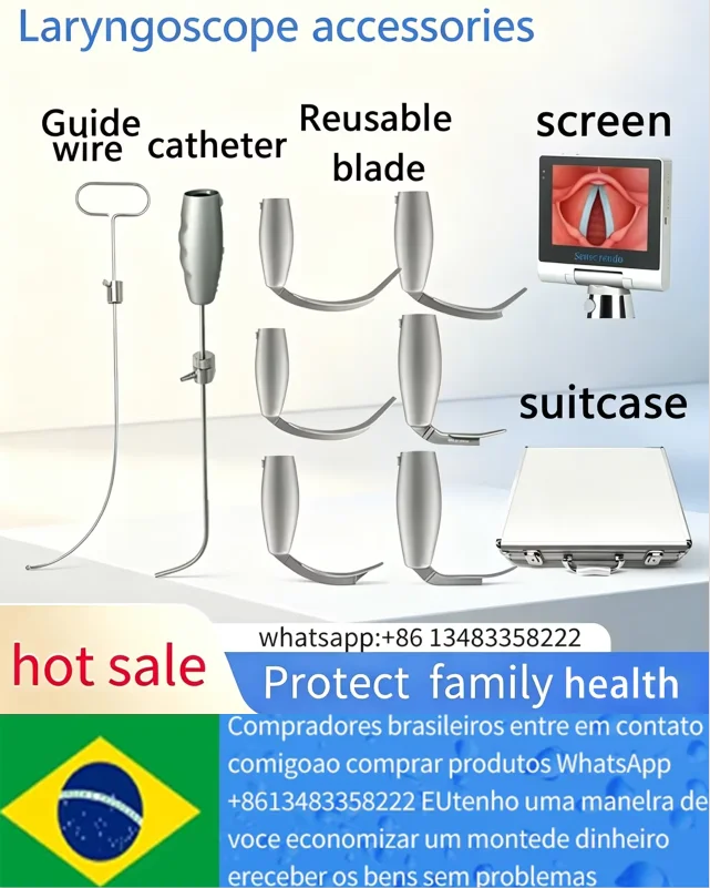 video-laryngoscope-stainless-steel-blade-guide-wire-and-screen-accessories