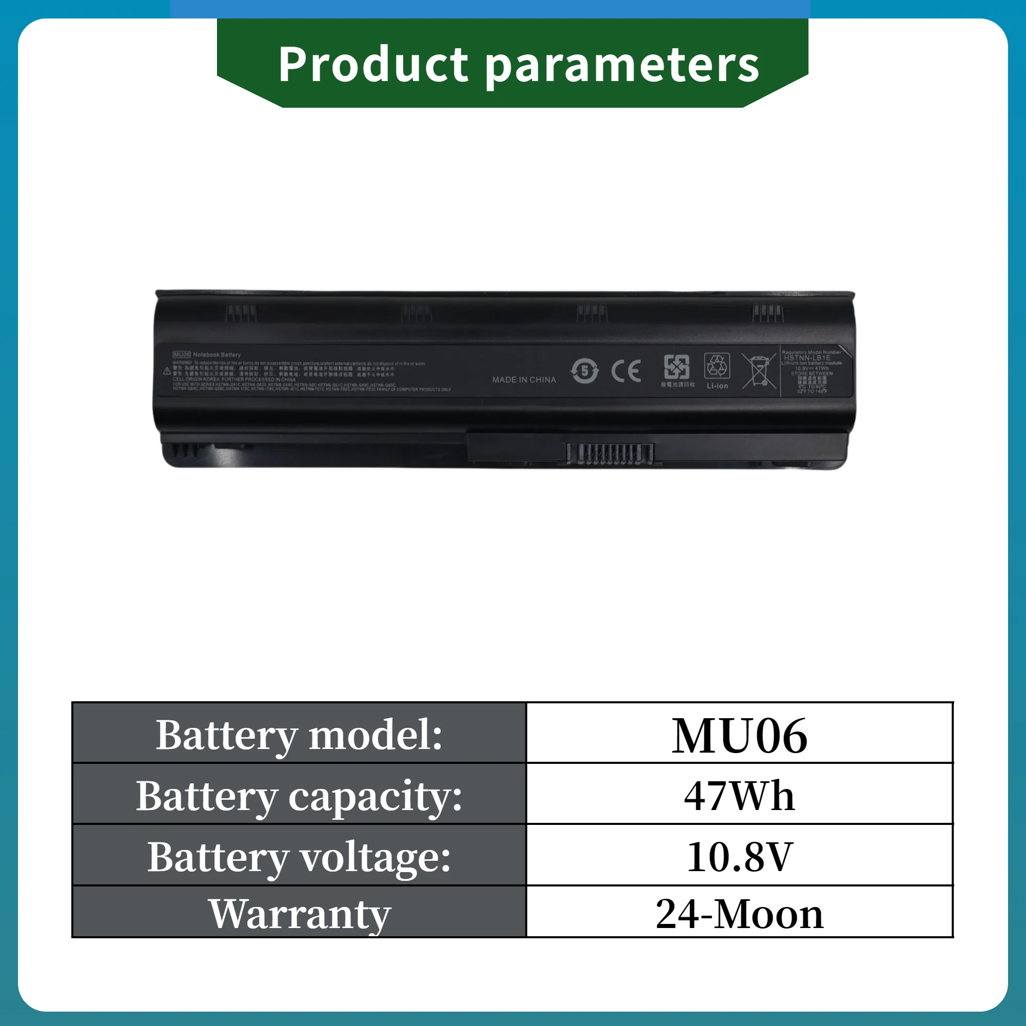 Factory Direct! MU06 Laptop Battery for HP Pavilion G4 G6 G7 CQ42 CQ32 G42 CQ43 G32 DV6 DM4 G72 593562-001-13 months Warranty