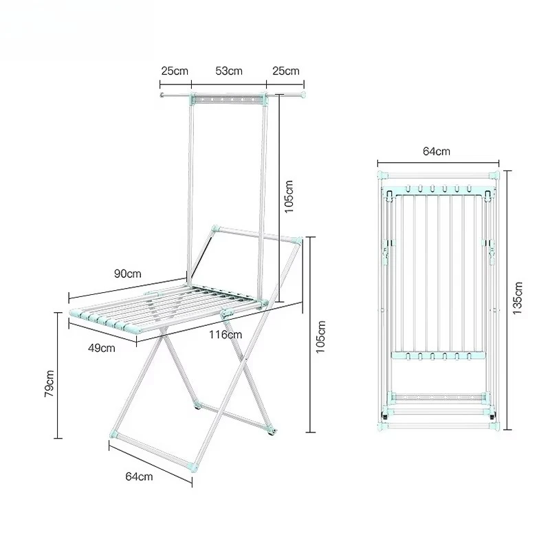 

Balcony space saving foldable drying rack drying rack 3 layers hanging cloth drying rack