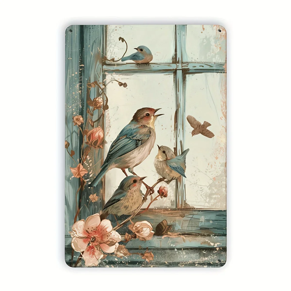 1 Stück Garten-Vogel Fensterbank Wandschild Vintage Metall-Dekoration Wohnzimmer Veranda Wildtier-Dekoration Plakette