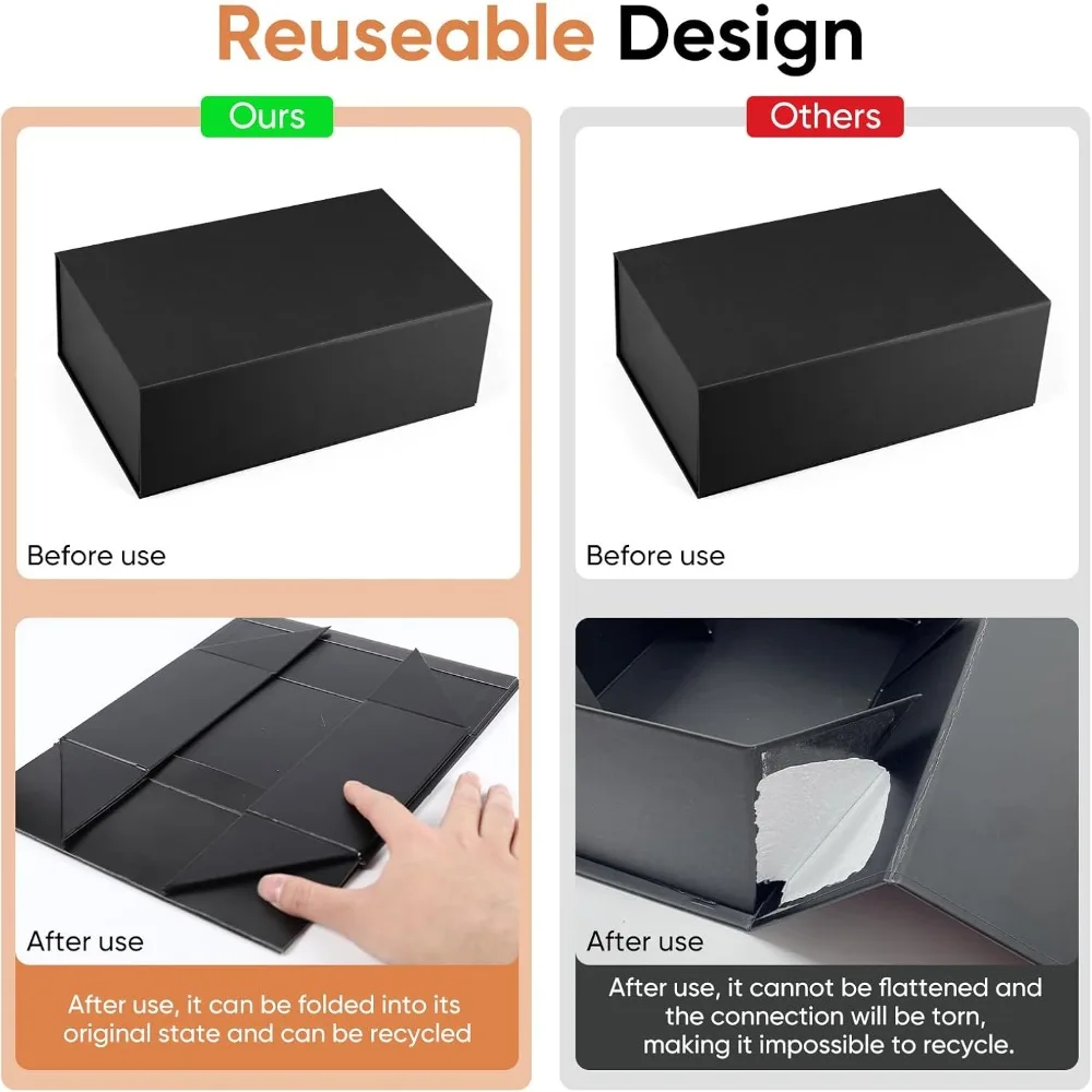 علب هدايا مع أغطية للهدايا، صناديق سوداء مقاس 9.8 × 5.9 × 3.4 بوصة للهدايا، صندوق اقتراح رفقاء العريس لحفلات الزفاف، عيد الميلاد #6