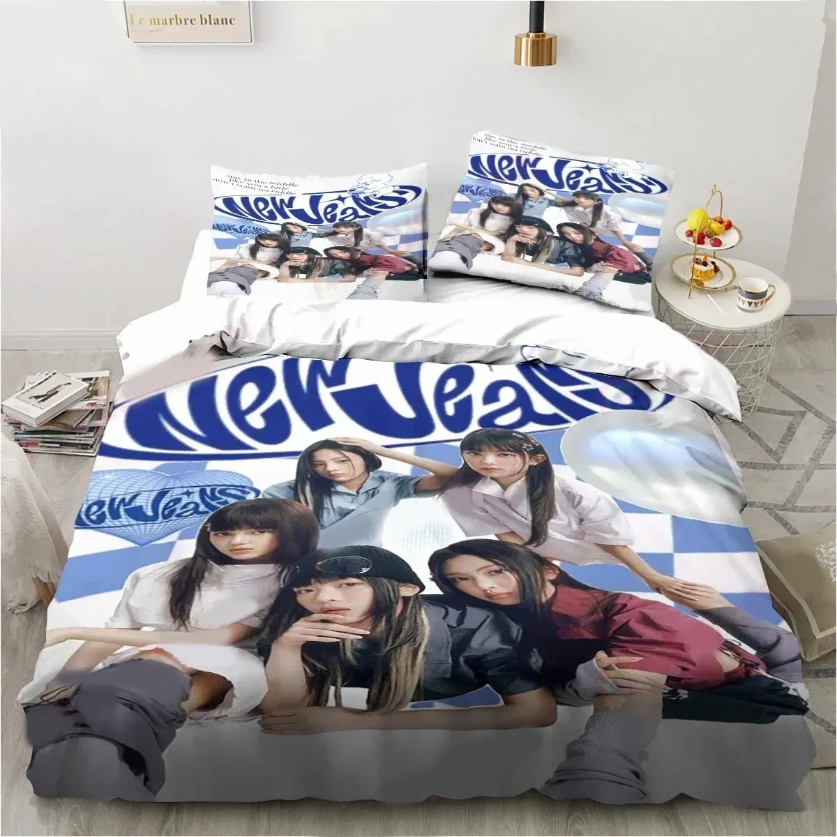 Attention New-Jeans Album Bedding Set Duvet Cover Bed Set Quilt Cover Pillowcase Comforter king Queen Size Boys Adult