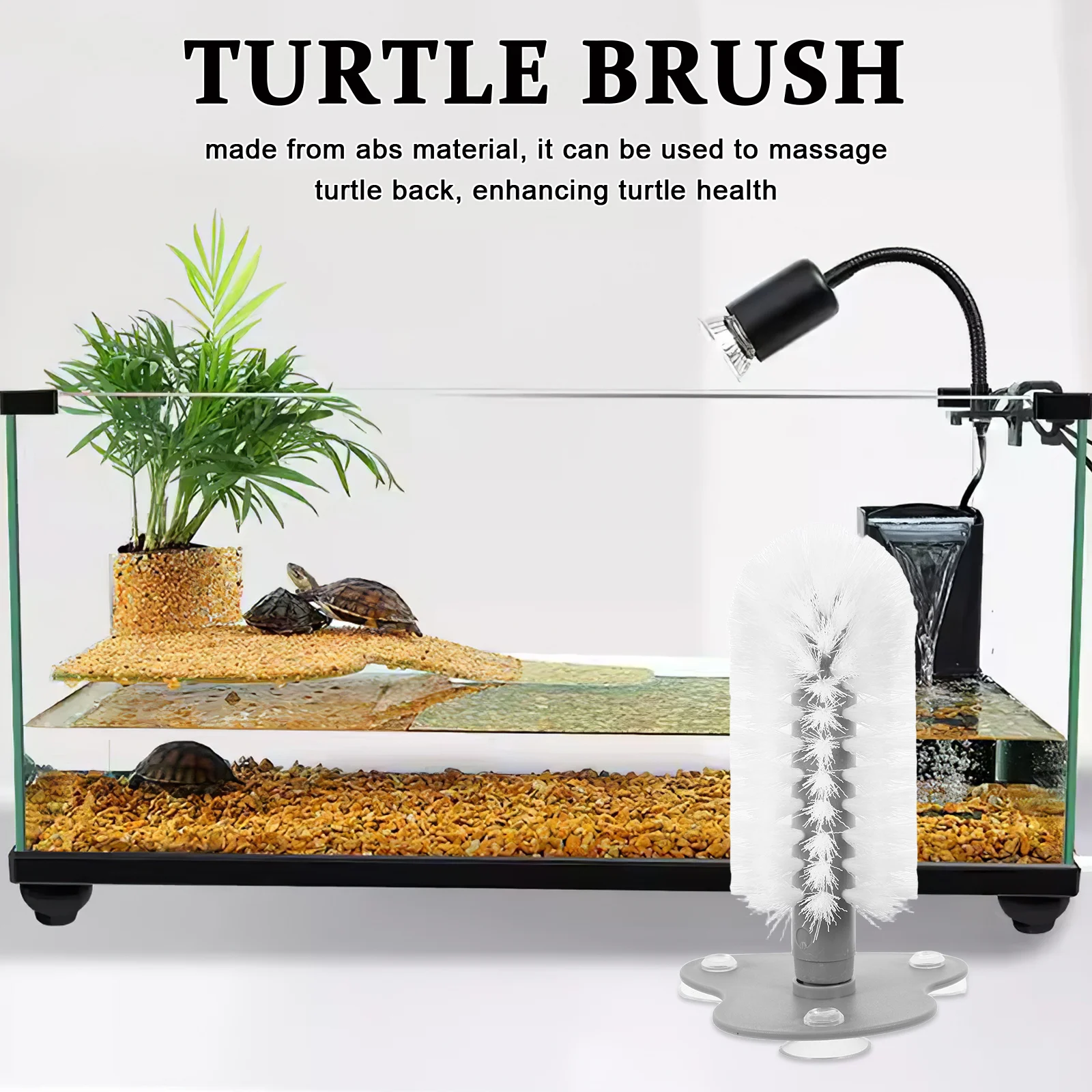 

Turtle Shell Cleaning Brush Strong Suction Cup Soft Bristles Reusable For Reptile Tank Accessories Pet Turtle Scratcher