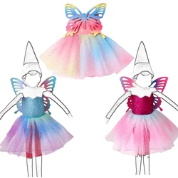 Cute Red Boy Elf Doll 4 Styles Colorful Gradient Butterfly Dress Christma Gifts Toy Accessories 37 cm Elf Dolls Clothes Dresses