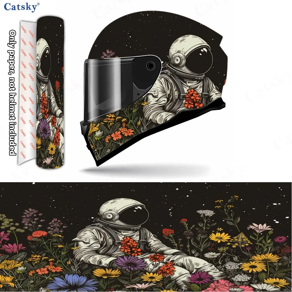Flower - Ripple Astronaut Pattern Helmet stickers , PVC Material Multifunctional Helmet Stickers, Scratch-Resistant & Fade-Proof