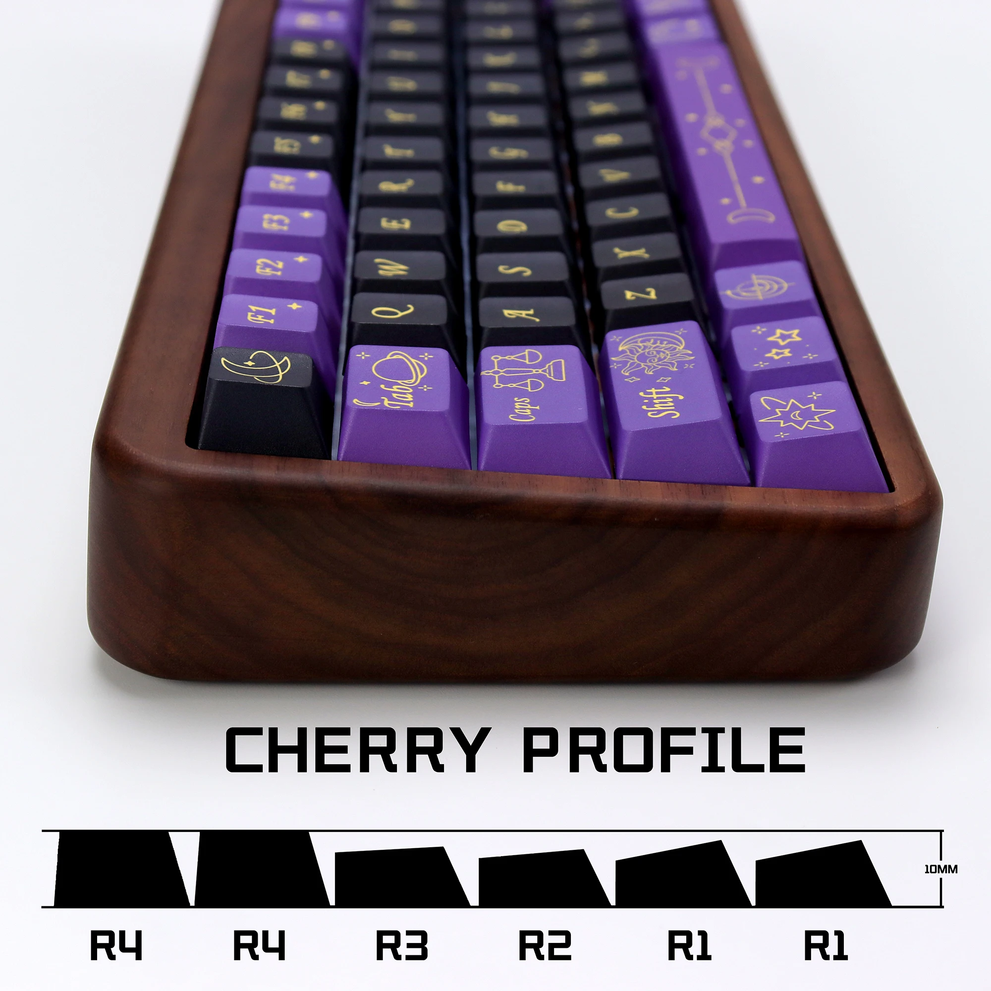 KBDiy 143 Keys Stardust Prelude Keycap الكرز الشخصي الأرجواني الأسود أليس سبليت سبيس ISO PBT أغطية المفاتيح للوحة المفاتيح الميكانيكية 60 #5