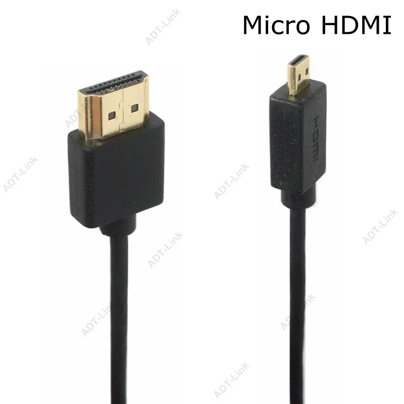 OD3.0mm Super Soft Micro HDMI to HDMI to Mini HDMI Cable Ultra thin 4k@60hz Light-weight Portable short hdmi2.0   30cm 60cm 1m