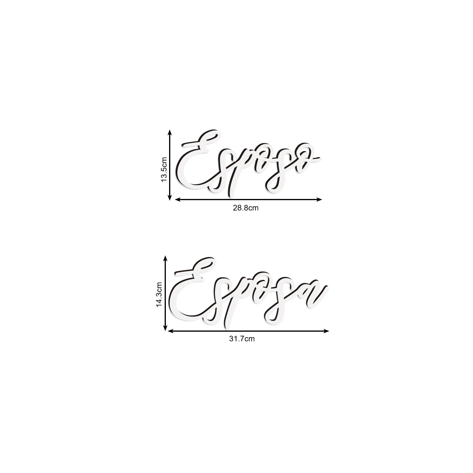 مجموعة لافتات كراسي الزفاف الإسبانية - Esposa & Esposo خشبية بيضاء 0.4 سم، 28.8 × 13.5 سم و 31.7 × 14.3 سم، قطع ليزر