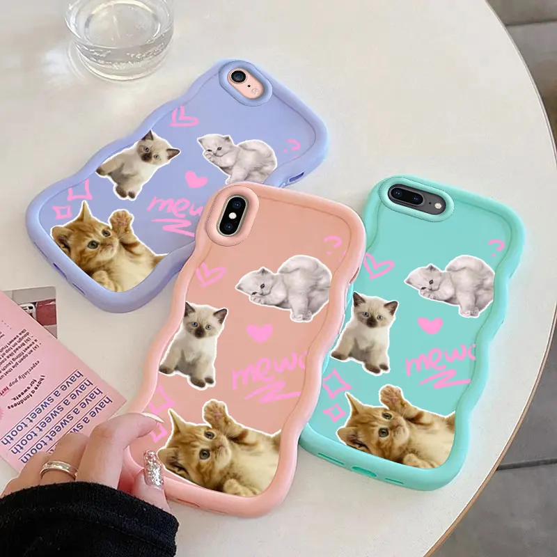 Fashion Cute Dog Macalong Phone Case for iPhone 7 8 PLUS SE 2020 2022 X XS MAX Soft Cover Wavy edged Shockproof Coque Girl Shell