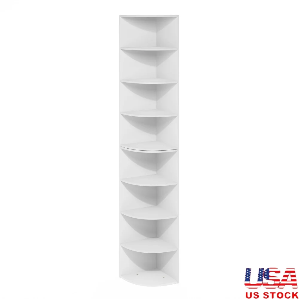 

8-уровневая угловая полка, книжный шкаф, компактный прочный композитный деревянный современный дизайн, простая сборка, идеальный офис, небольшие комнаты