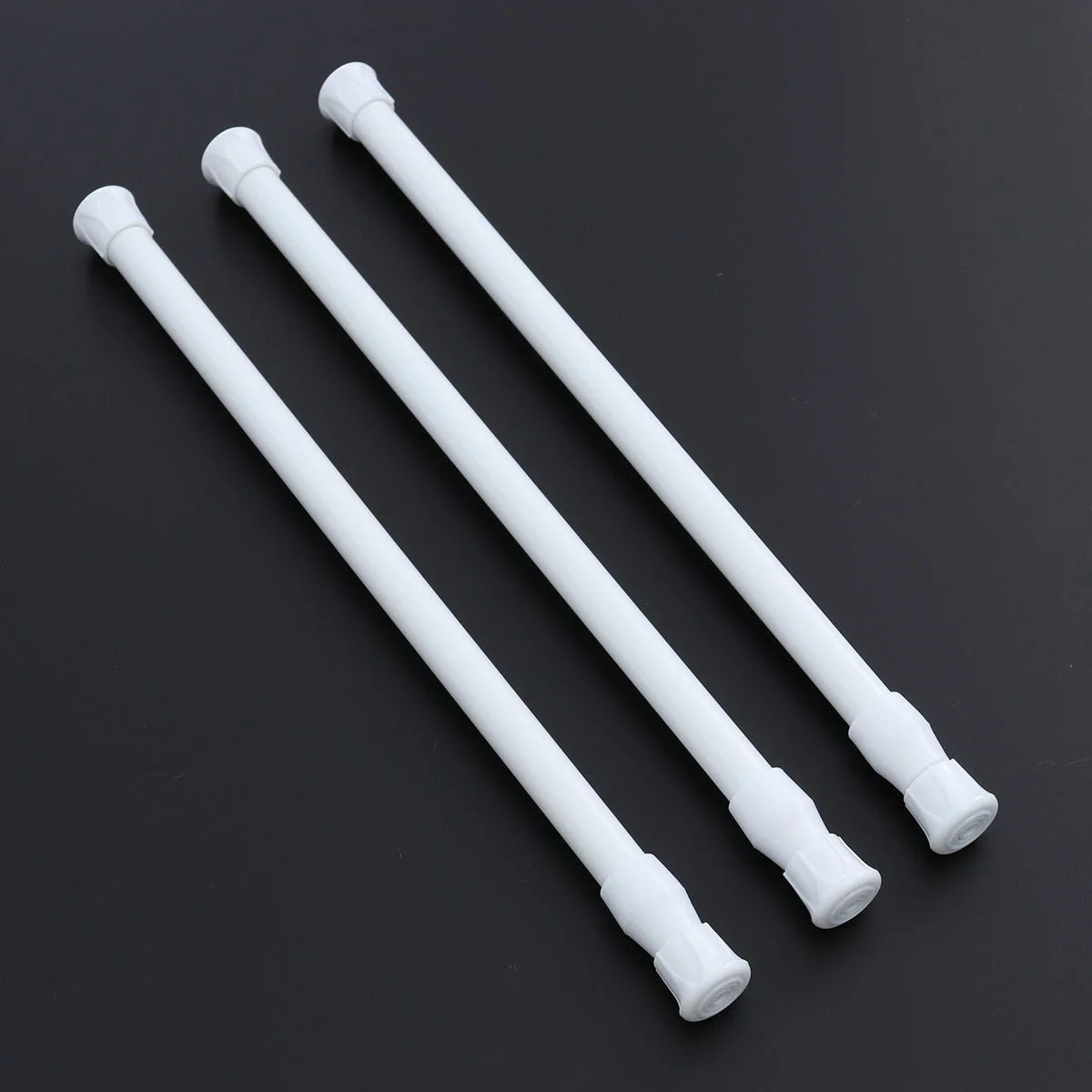 3pcs Extendable Bars Tensions Rod Spring Curtain Rod Adjustable Width 118-20 Inches (White)