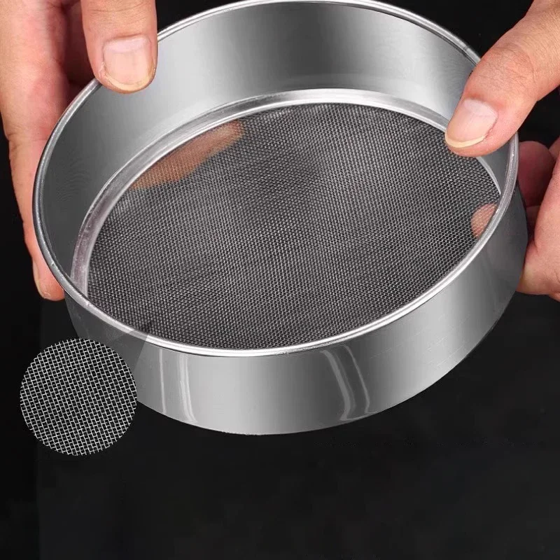 ☸Stainless Steel Rice Flour Sieve 14 Mesh Thickened Sesame Baking Tools Holding Ultrafine Flours Sift Kitchen Cake Accesories