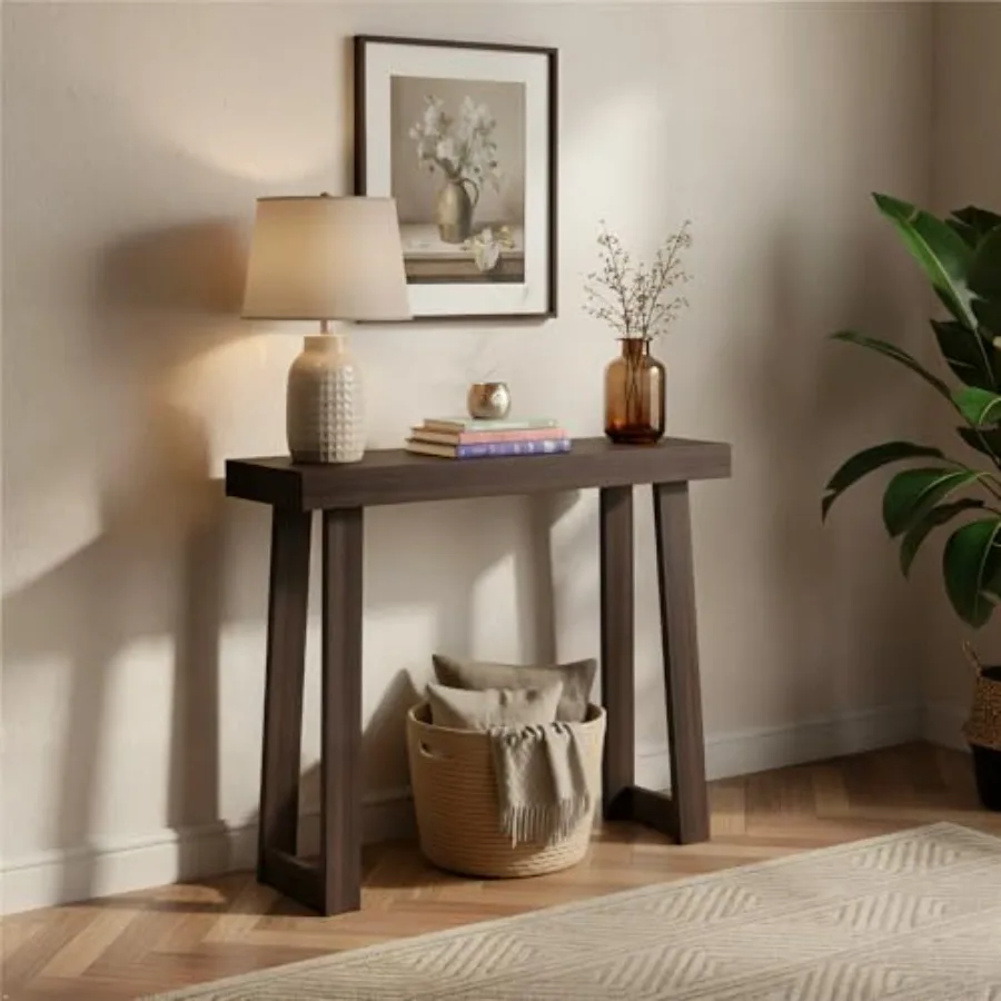 Solid Wood Console Table 36 Inch Sofa Table Narrow Entryway Table for Hallway Behind The Couch Living Room Foyer Easy Assembly