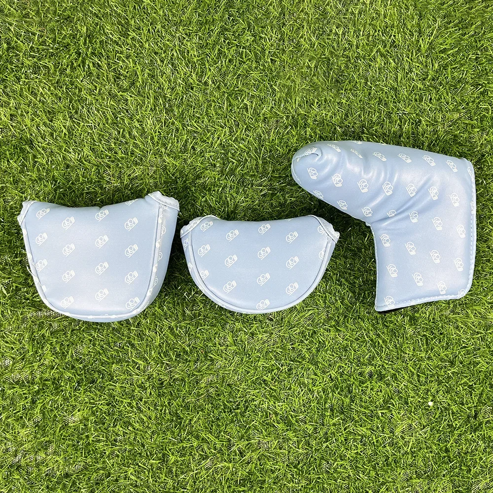 

Golf Head Covers Set - Printed Sky Blue Protectors, Unisex Lightweight PU Leather Club Covers