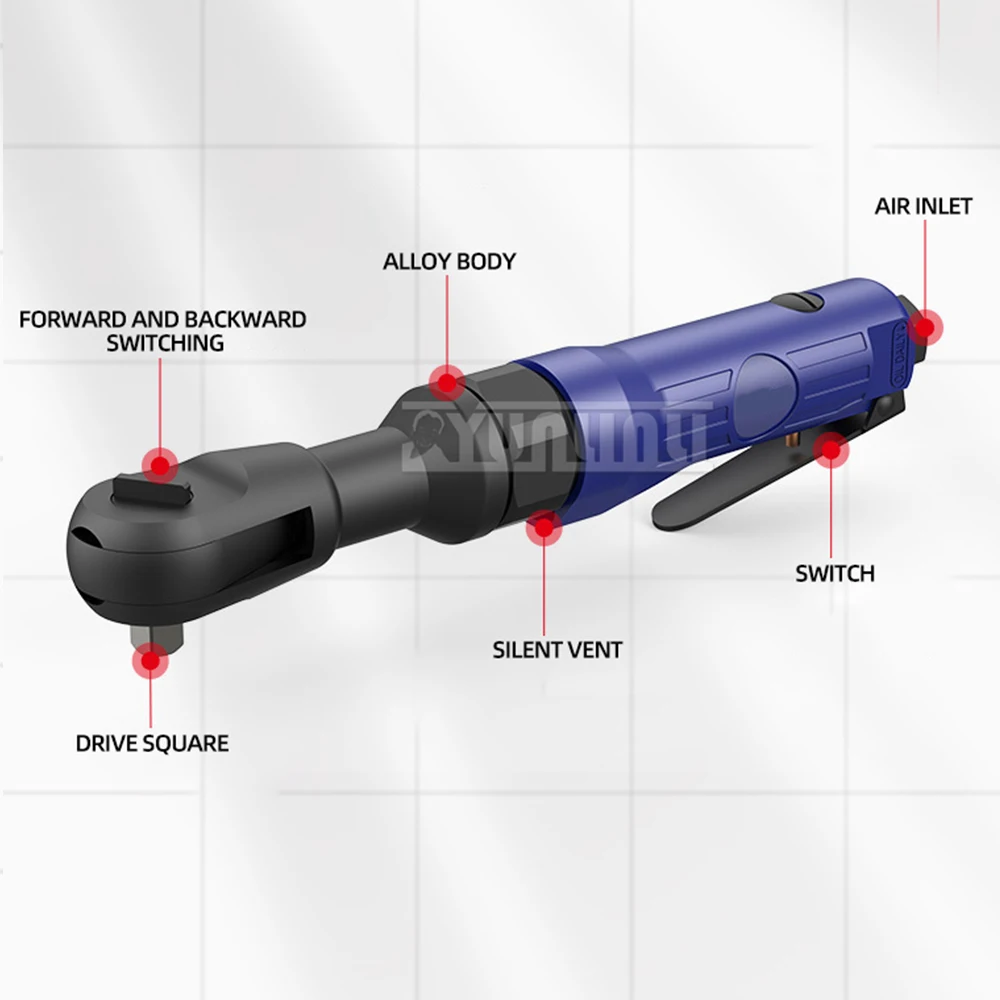 Pneumatic Air Ratchet Wrench Square Drive Ratchet Wrench Straight Shank Pneumatic Wrench Car Tools 1/2