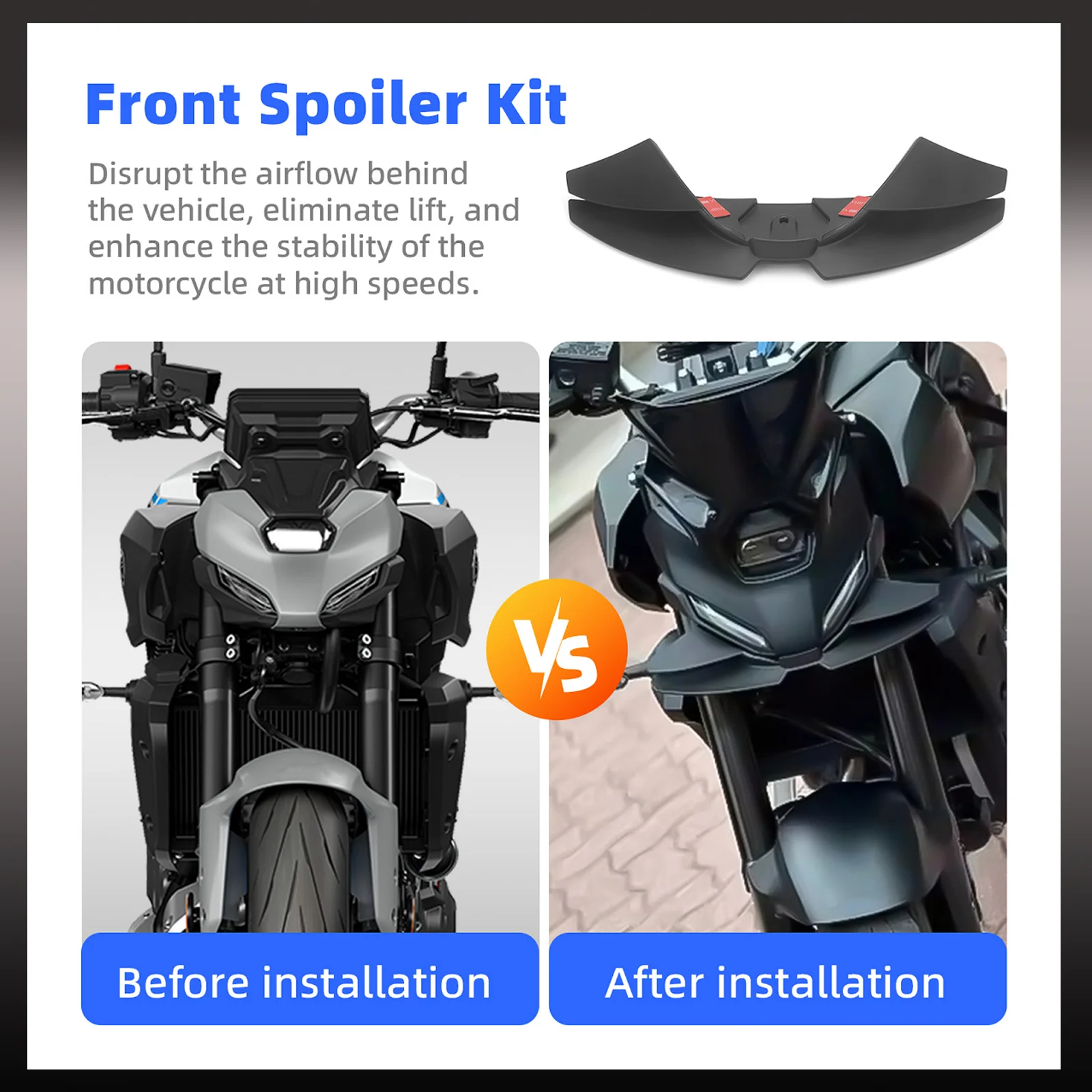For Yamaha MT-07 2025+ GP Wing Downforce Bare Bike Front Spoiler Wind Wing Aerodynamic Fairing Winglets Fairing