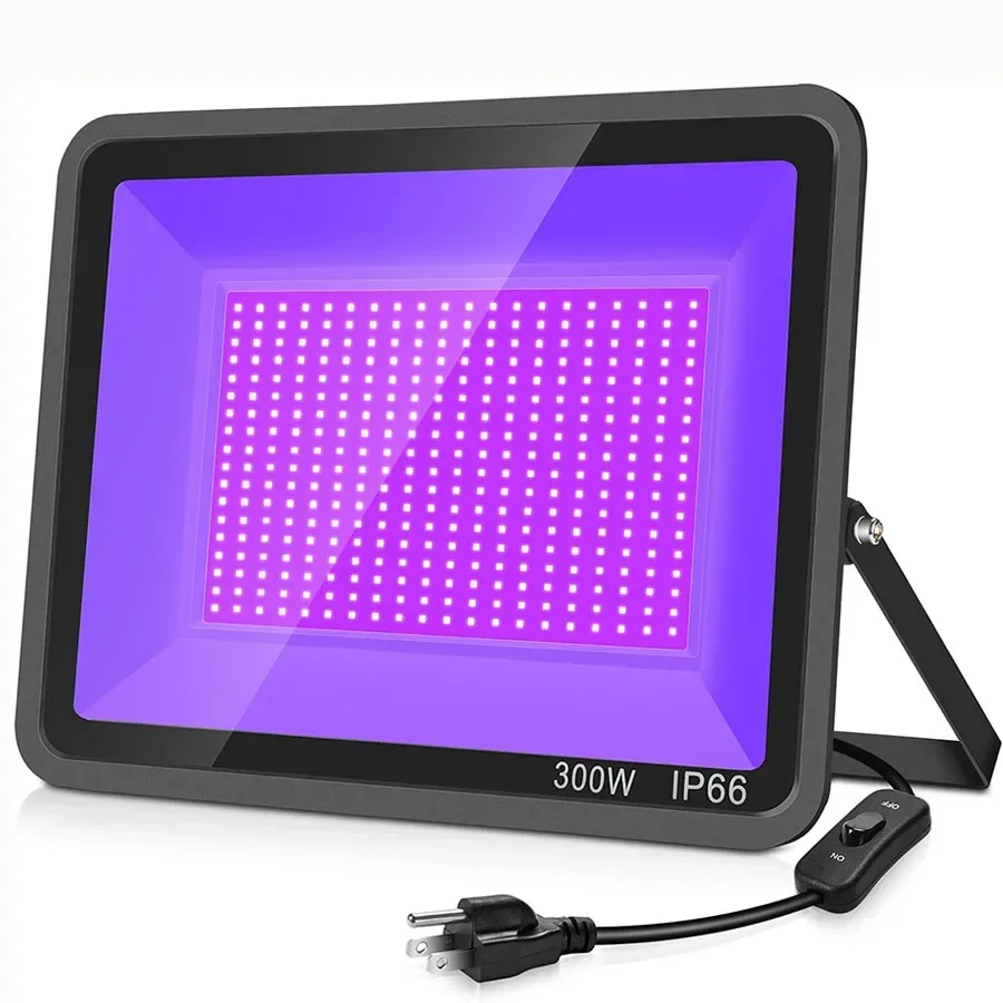 

100W 200W LED Black Light Outdoor Blacklight Flood Light with Plug Waterproof Blacklight Spotlight for Neon Glow Party Decor