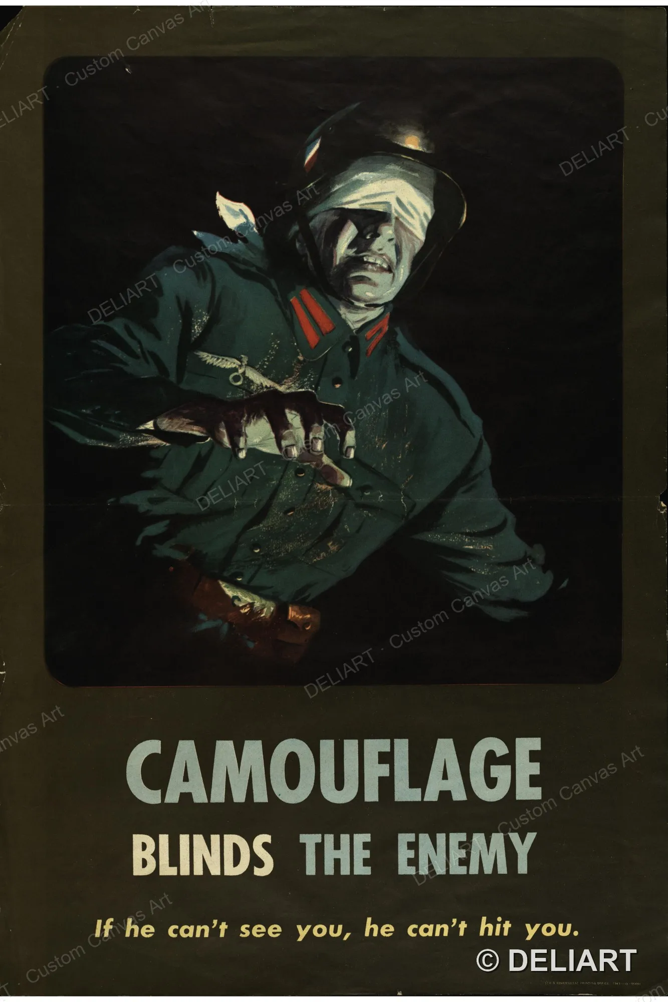 Camouflage blinds the enemy Vintage WWII Propaganda Canvas Wall Art Poster Print Retro Home Decor Unframed