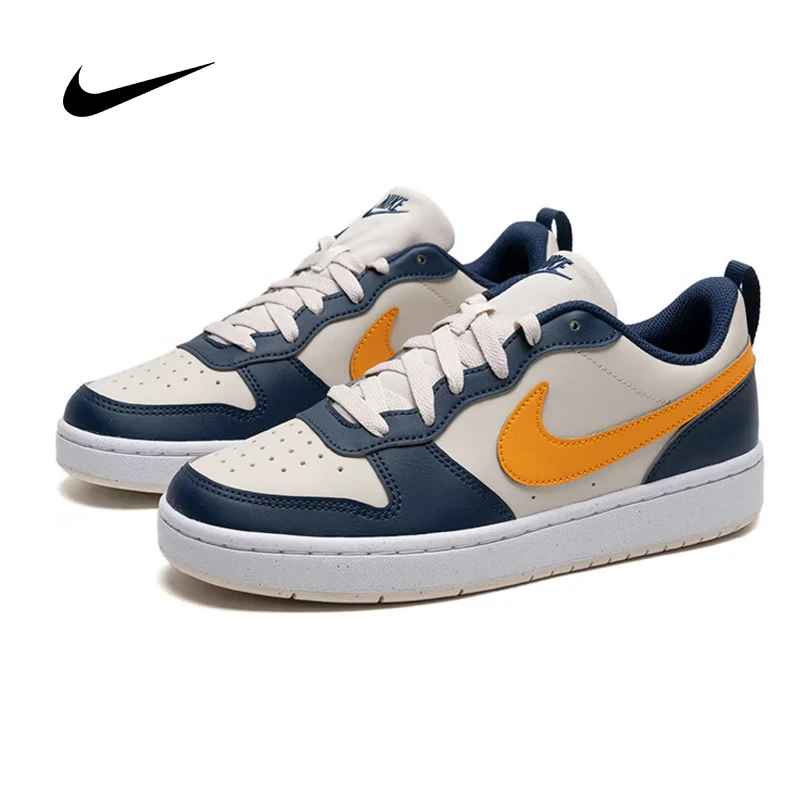 Nike Unisex (GS) Court Borough Low Recraft 'White Navy Gold' Retro Casual Sneakers HJ3482-071