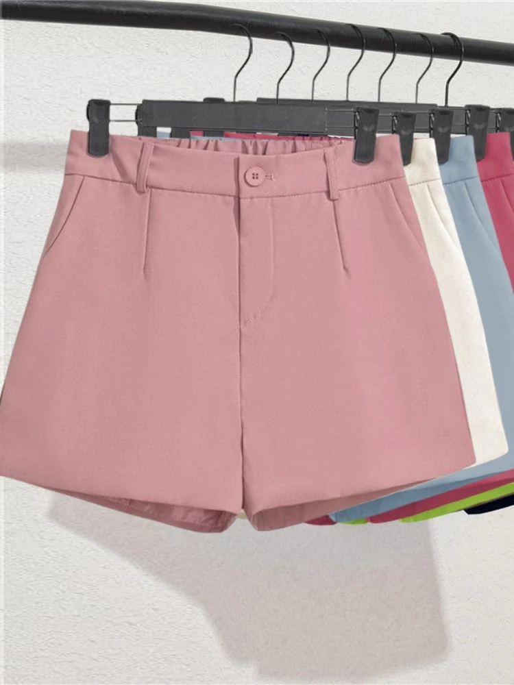 Solid Casual Elegant Trendy OL Office Lady Short Women's Pants Korean Sweet Fashion Elastic Waist Basic All-match Loose Shorts