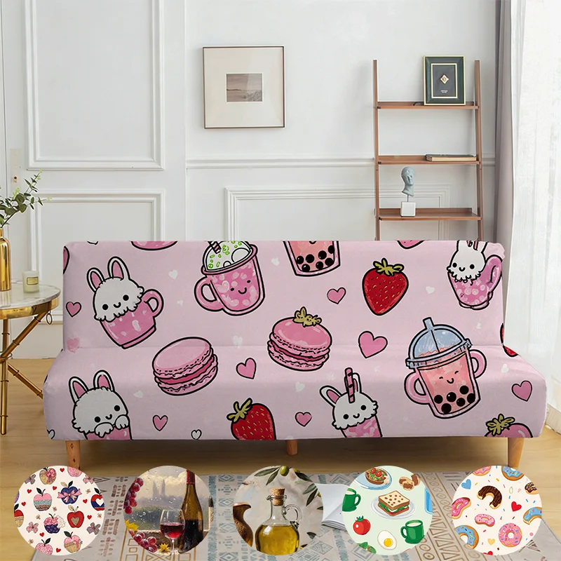 Girl powder milk tea dessert elastic sofa bed cover, no armrest folding sofa cover all-inclusive universal set, four seasons