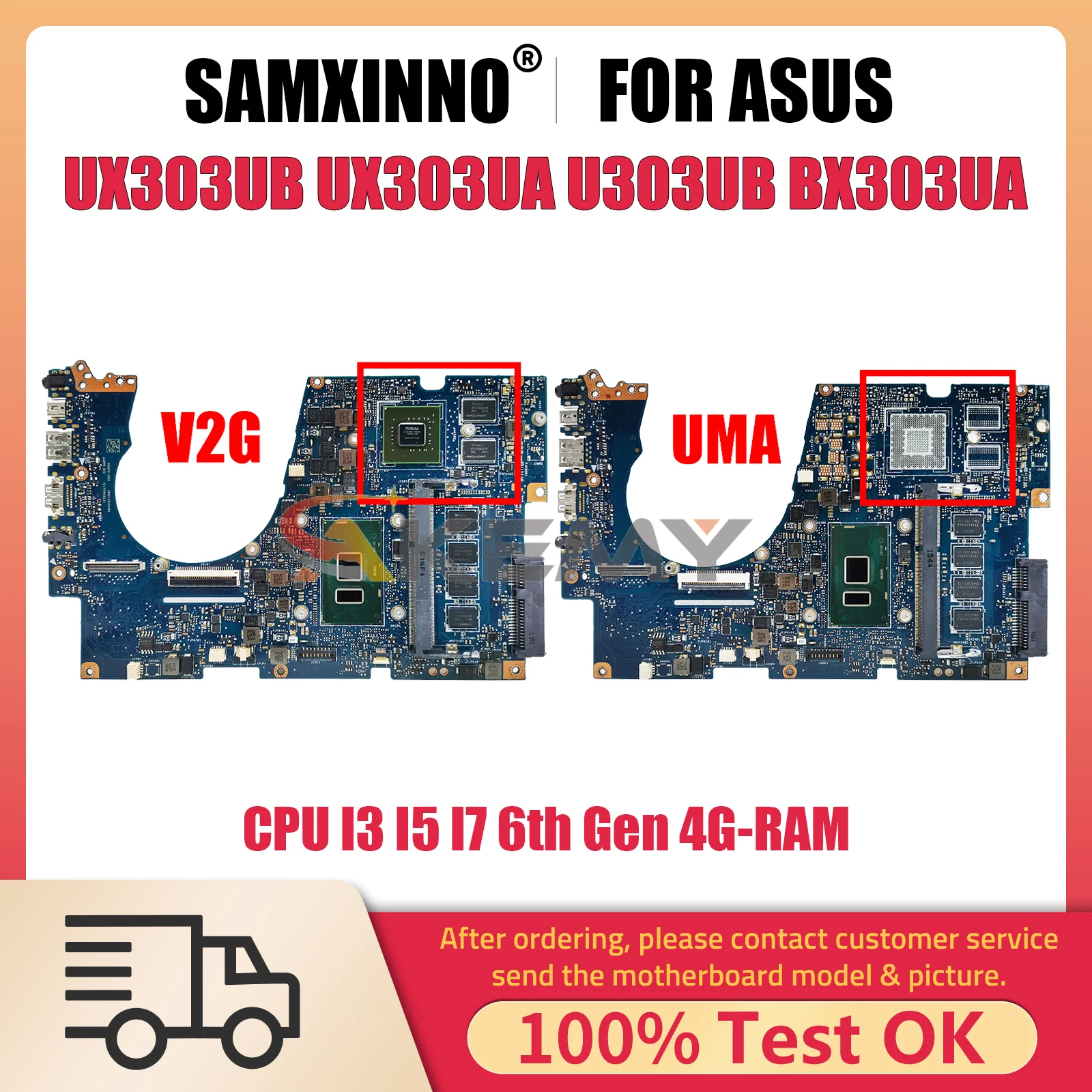 

UX303U Mainboard For ASUS UX303UB UX303UA U303UB BX303UA U303UA Laptop Motherboard With CPU I3 I5 I7 6th Gen 4G RAM GT940M