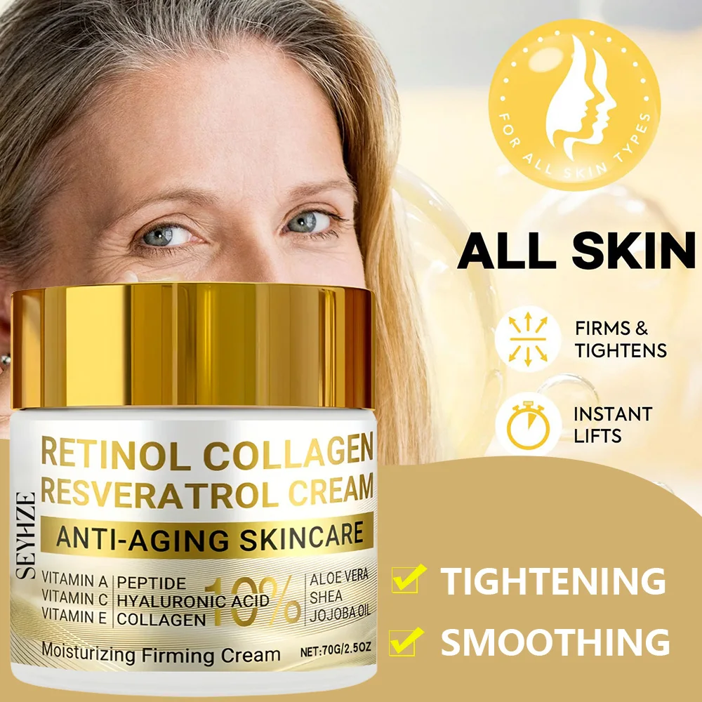 SEYHZE Retinol & Collagen Face Cream with Resveratrol Firming & Lifting Skin Even Skin Tone Hyaluronic Acid Aloe Vera Retinol a