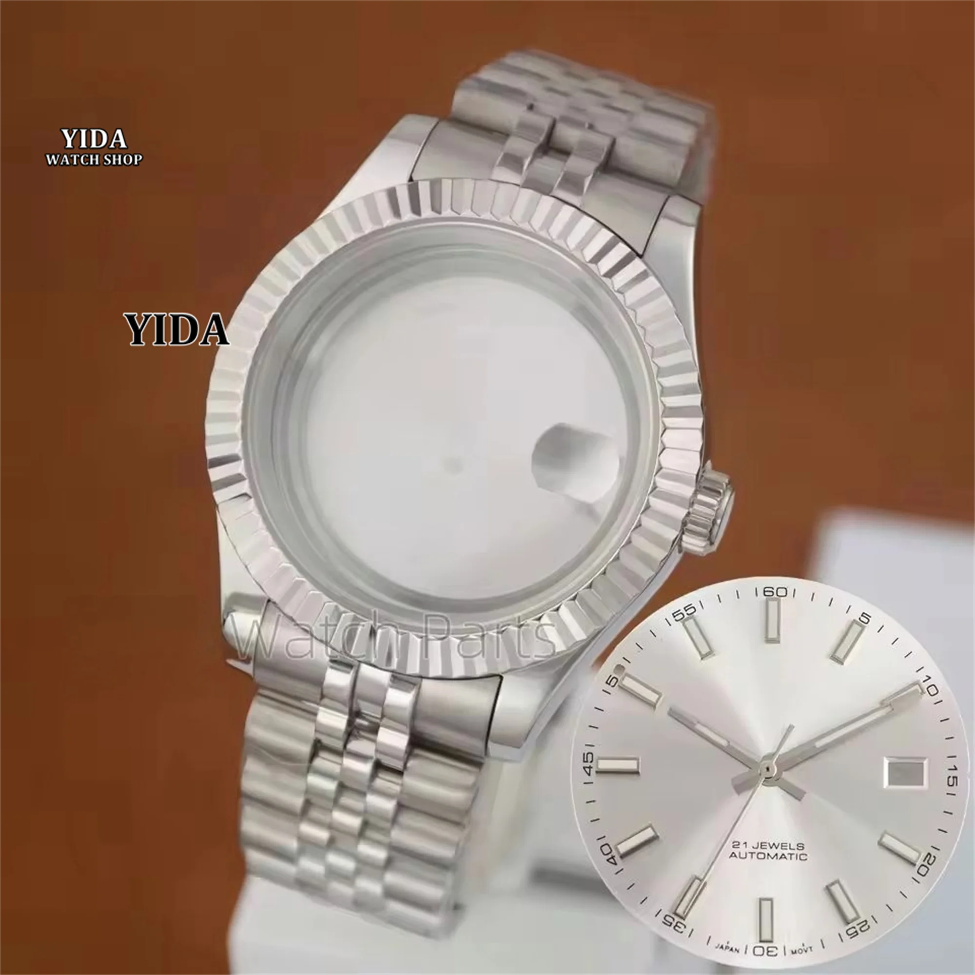 41 мм NH35 корпус часов браслет с сапфировым стеклом 31 мм зеленый светящийся циферблат стрелки для Datejust NH34 NH35 NH36 замена механизмов