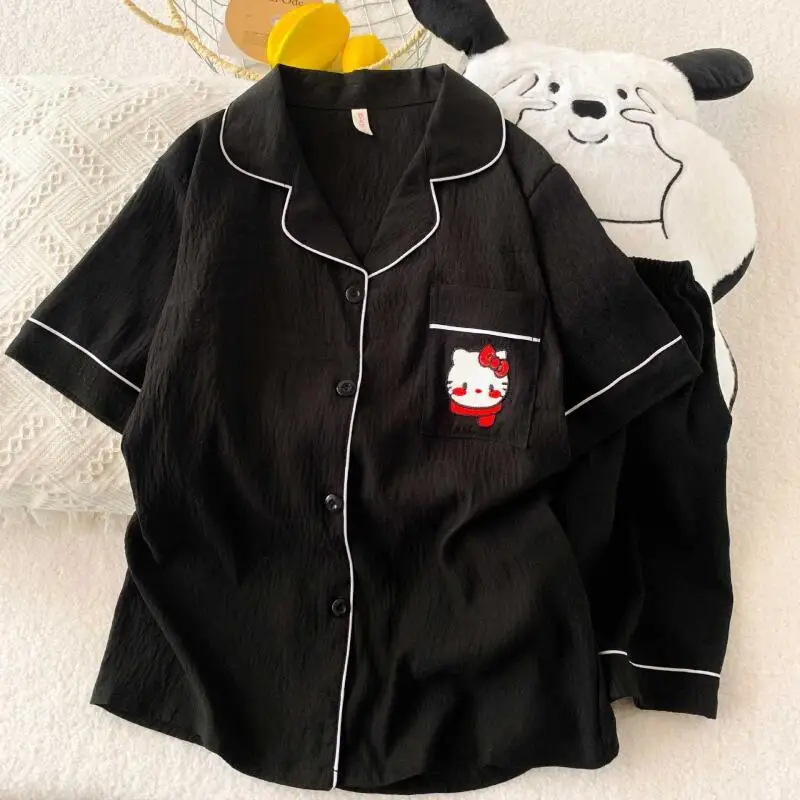 Cartoon Hallo Kitty Pyjamas Set frau Loungewear Im Freien Y2K Anime Süße Haushalts Kleidung Student Kawaii Hause Tragen Mädchen Geschenk