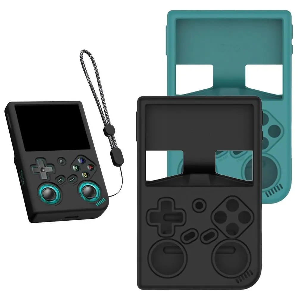 Coque en Silicone pour RG35XX Pro, avec dragonne, coupe complète, antichoc, anti-rayures, antidérapante, Protection complète, coque souple