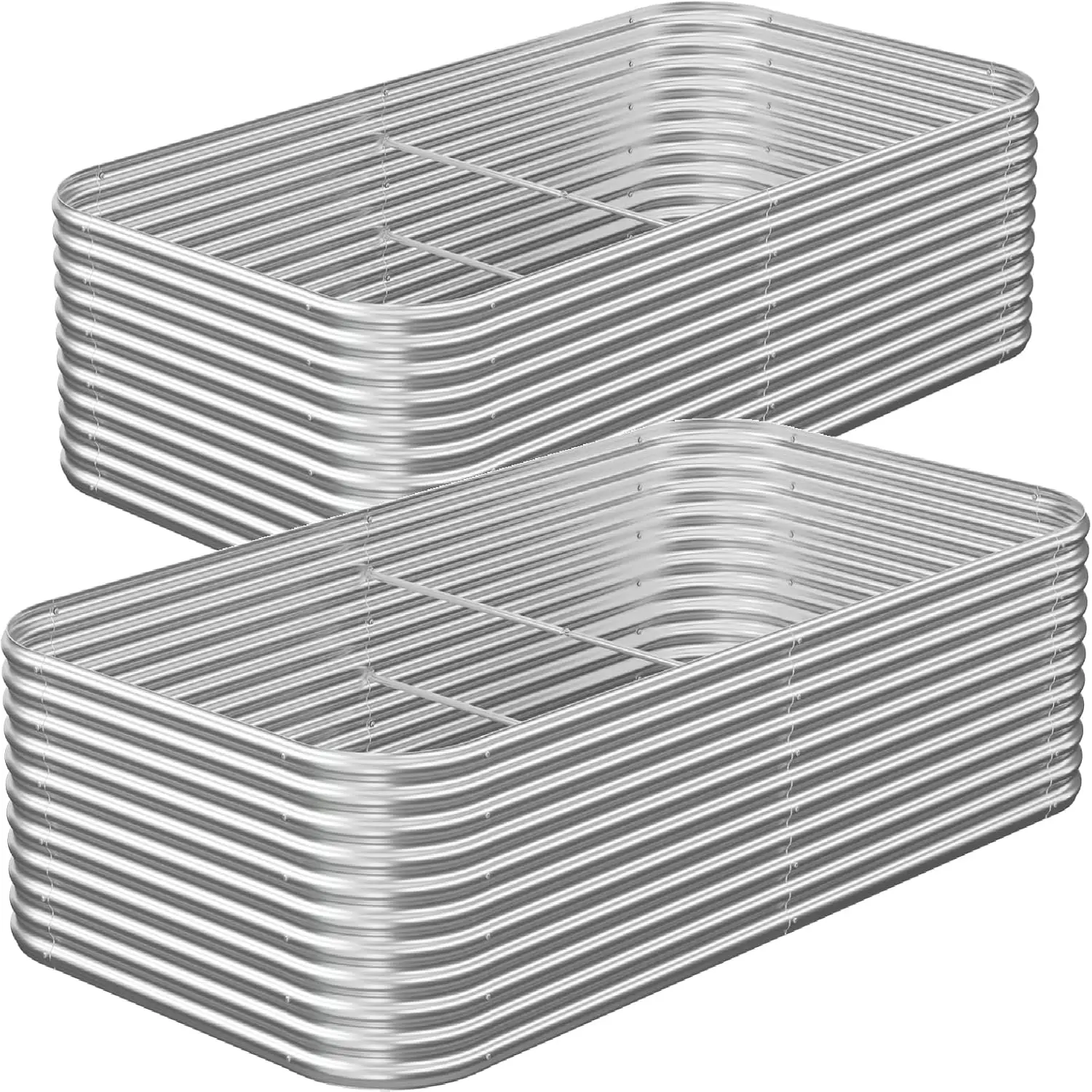 2 Pack Tall 6x3FT Corrugated Galvanized Steel Raised Garden Bed Outdoor, Metal Above Ground Garden Bed for Vegetables and Flowers, Raised Beds for Gardening