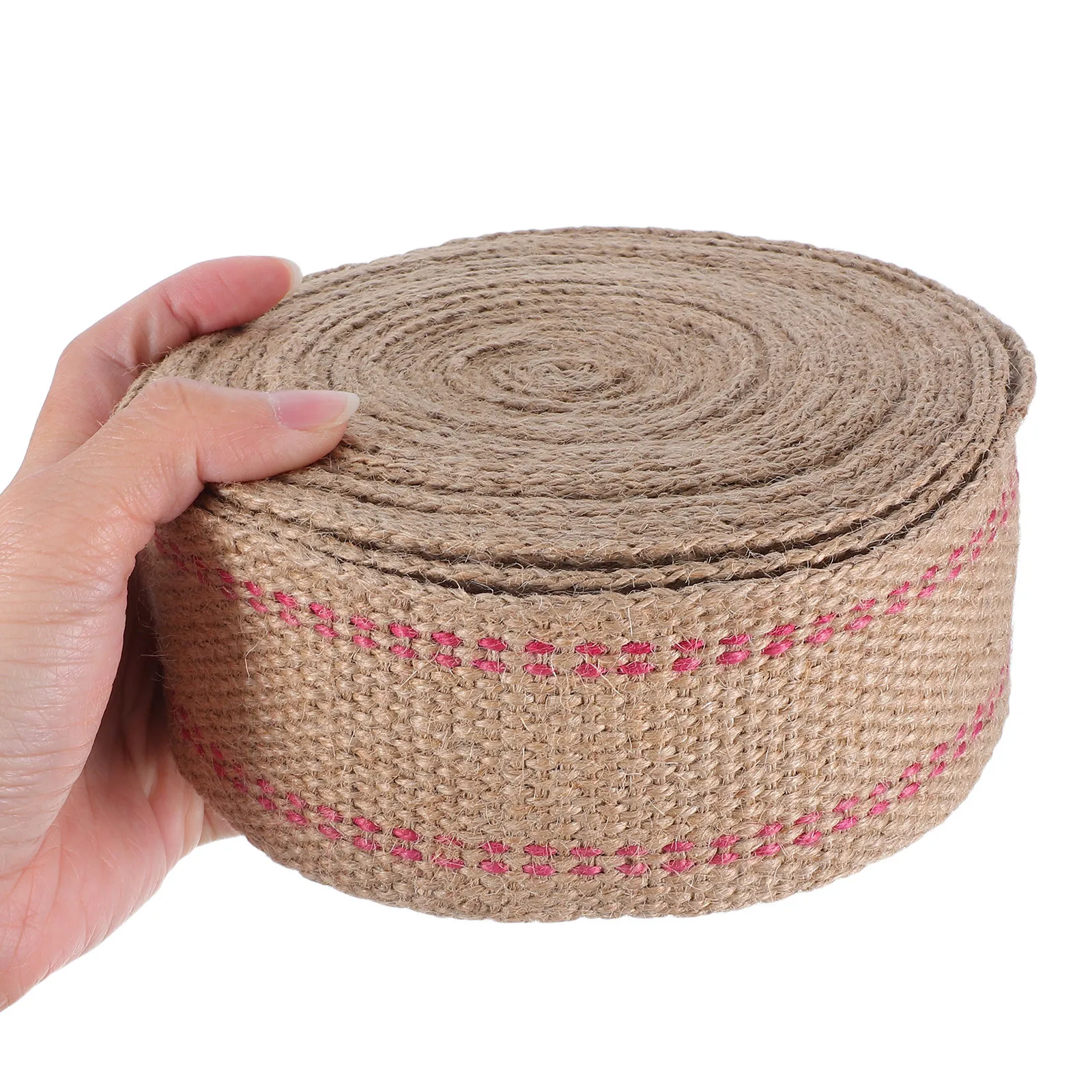 

Heavy Duty Jute Webbing Tape with Red Stripes for Chair Repair and DIY Projects Sturdy Natural Burlap Webbing for Furniture Sofa