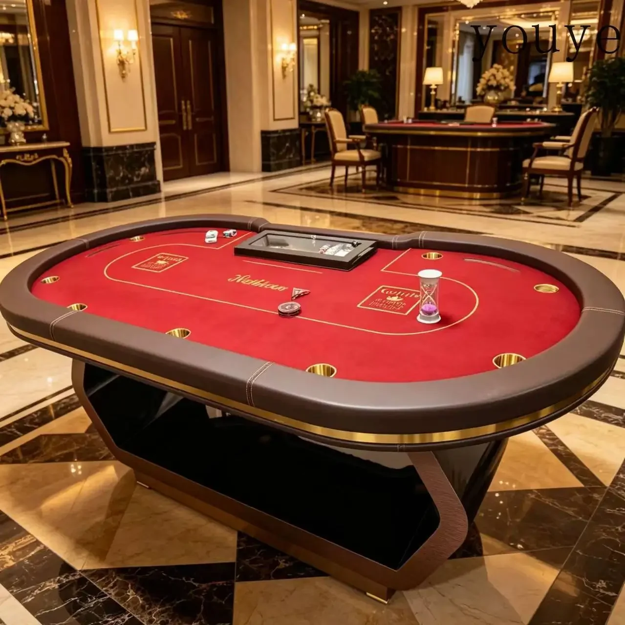 L10 Waterproof leather Texas poker table for 10 people club dedicated professional chess and card game table