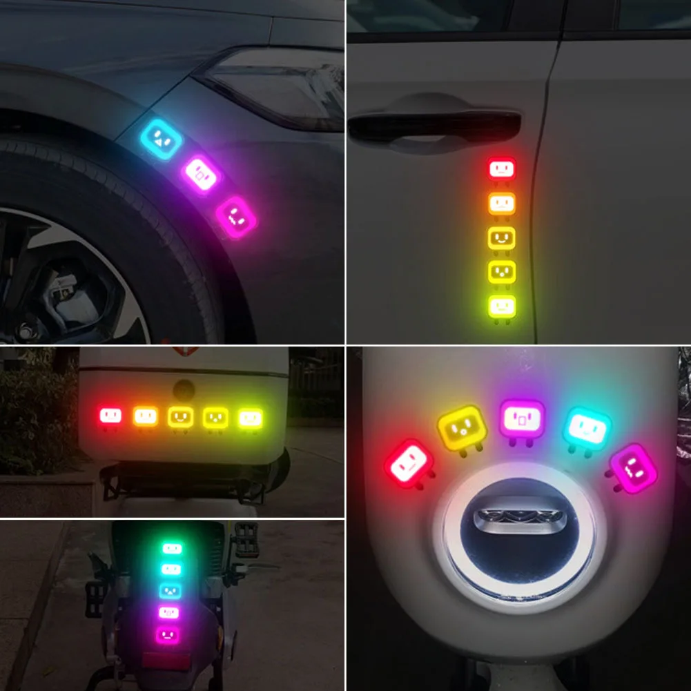 10Pcs 3.2x3.5cm Reflective Stickers Small Cute Car Decal Adhesive Sticker Waterproof Decor For Car Motorcycle Scooter Helmet